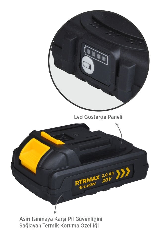 RTRMAX RTS5002 Smart-Lion 20V Akü Yedek Batarya 2.0 Ah