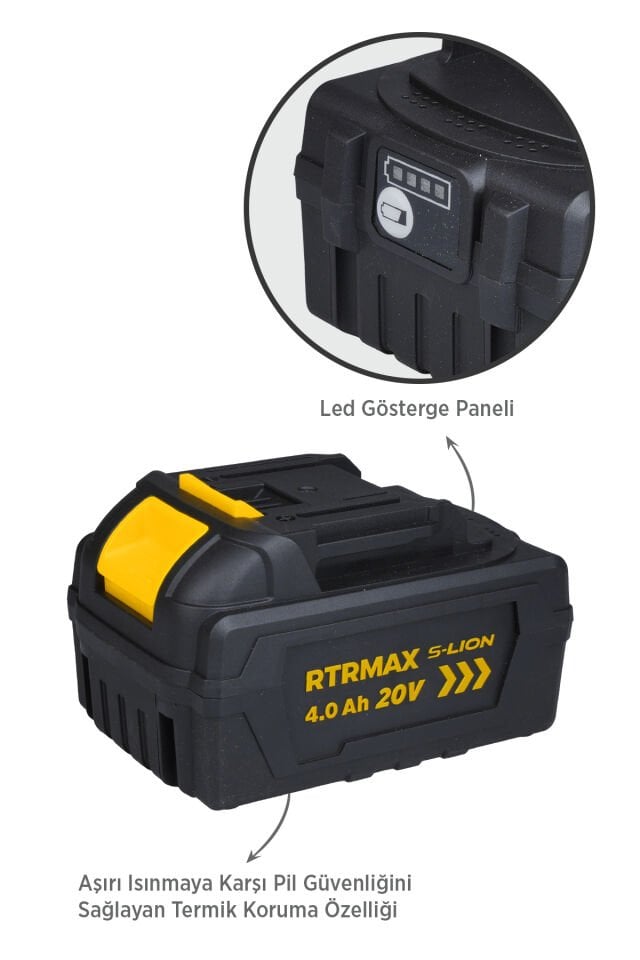 RTRMAX RTS5004 Smart-Lion 20V Akü Yedek Batarya 4.0 Ah