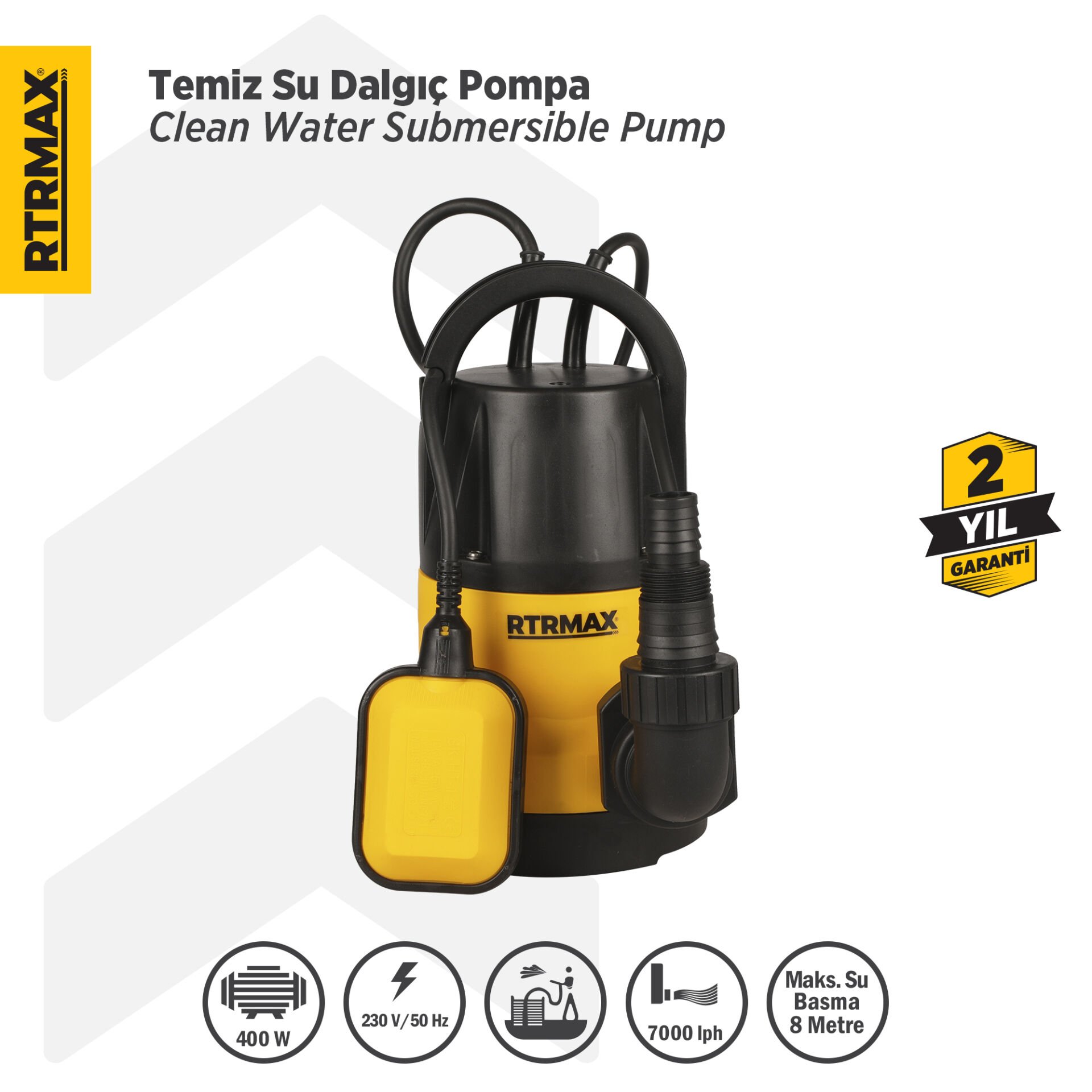 RTM814 Temiz Su Dalgıç Pompa 400 W 8 Mt