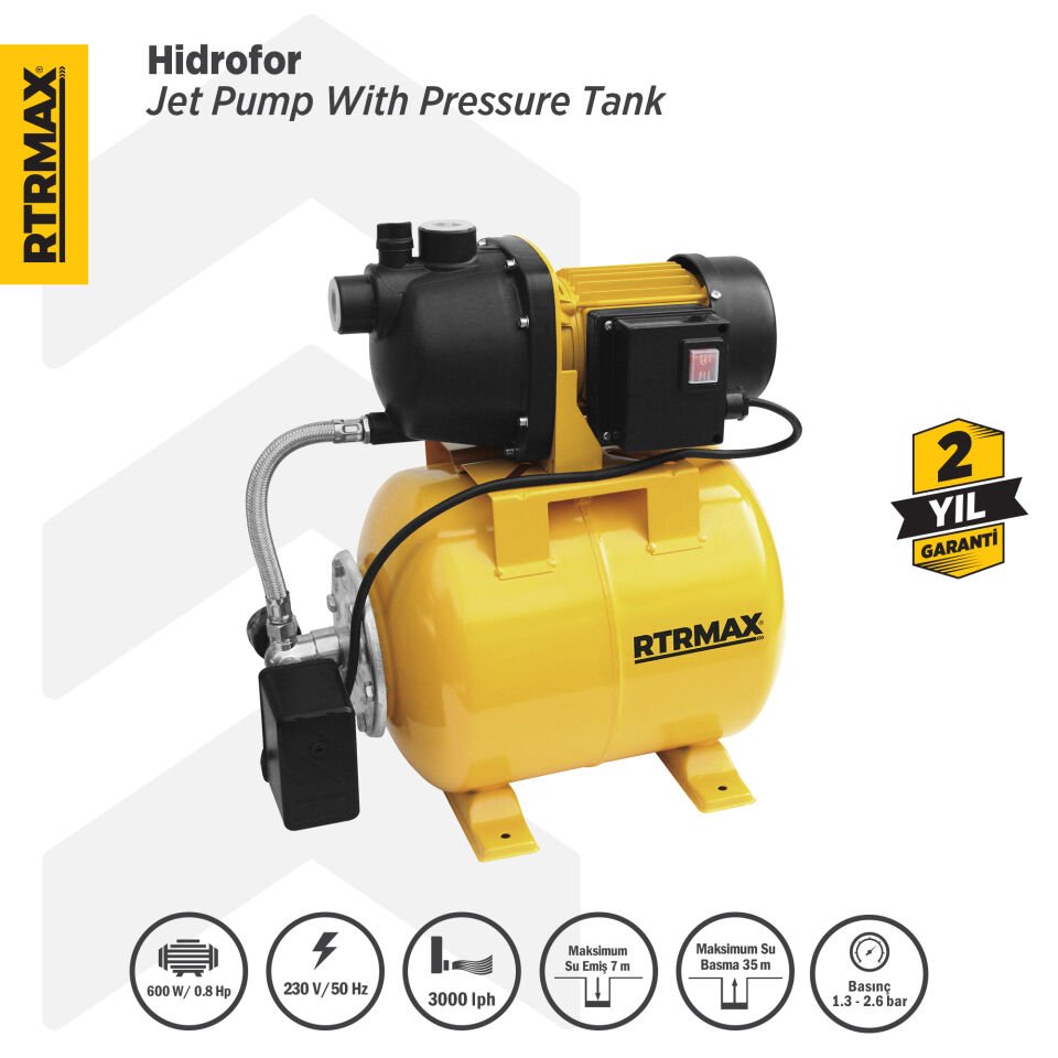 RTM846 Hidrofor 600 W 1x1'' Çap 35 Mt
