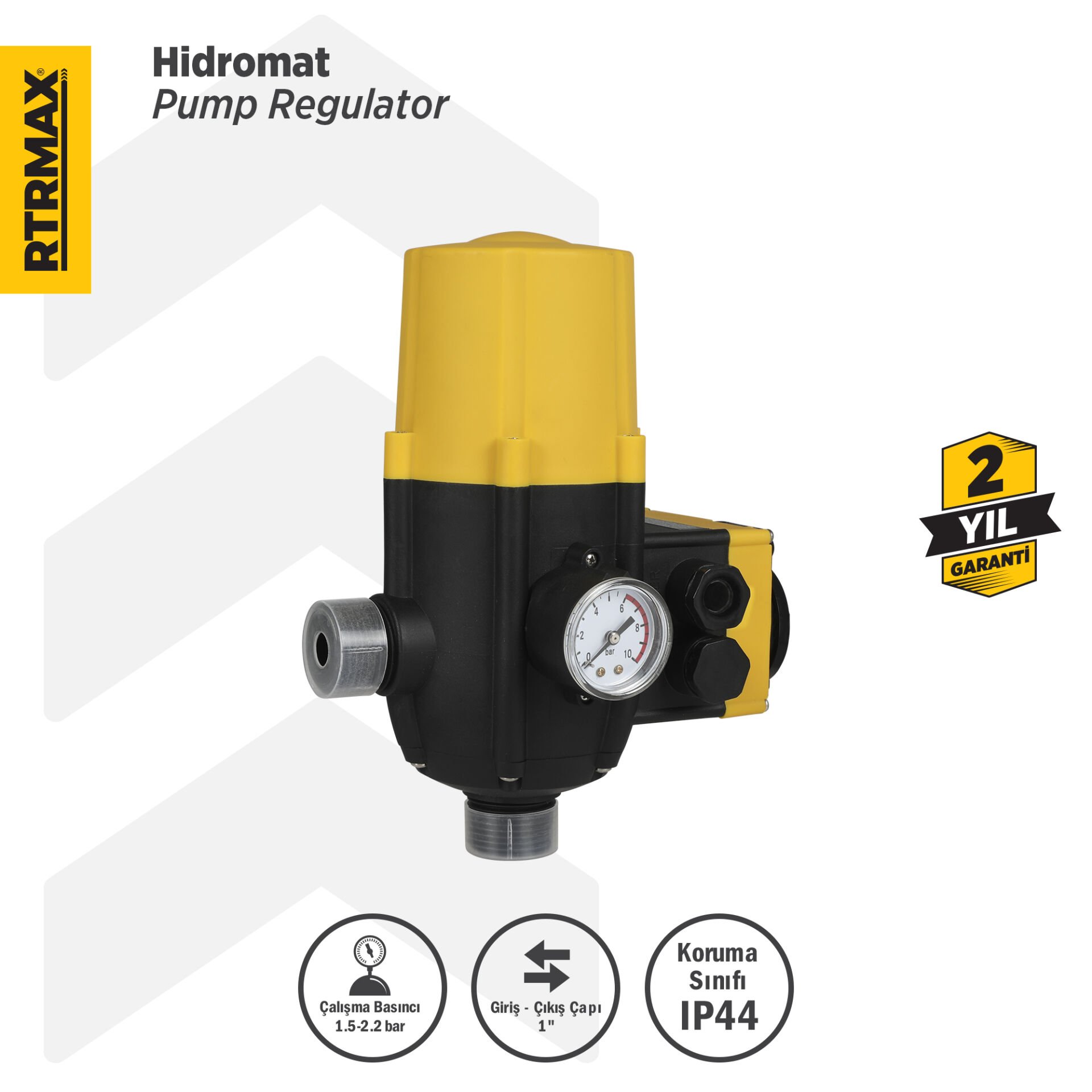 RTM858 Hidromat Barometre Prizli 1.5-2.2 Bar 1x1'' Çap