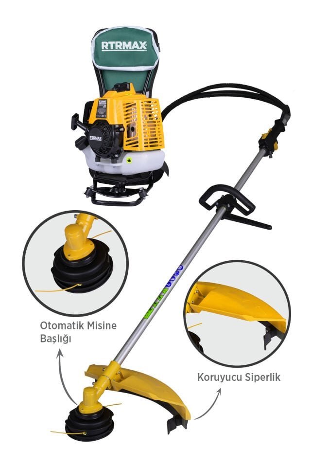 RTRMAX RTM9640 Benzinli Sırt Tipi Tırpan 63Cc 3.0Hp (Tırpan Bıçağı,Misina Başlığı,Tırpan Testeresi Hediye)