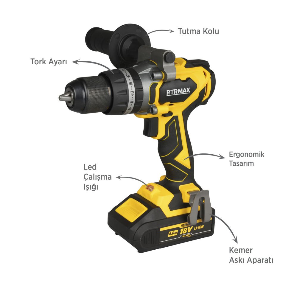 RTX3010 Şarjlı Darbeli Matkap Kömürsüz 70 Nm 2x4 Ah Plus Çift Akü X-Lion - Akü Dahil