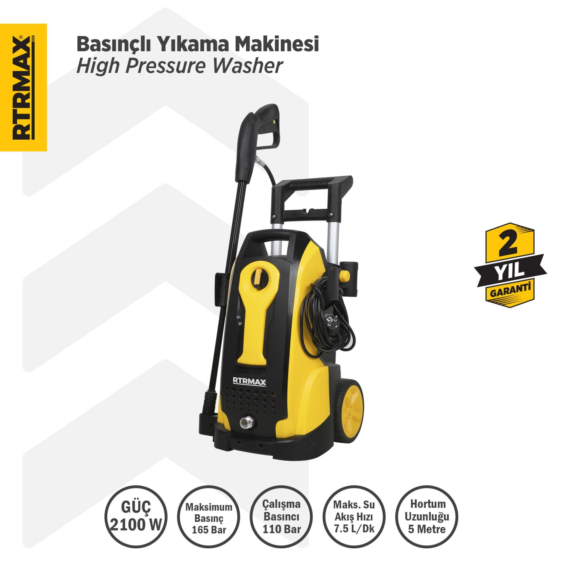 RTRMAX RTM712 Yüksek Basınçlı Yıkama 2100 W 165 Bar