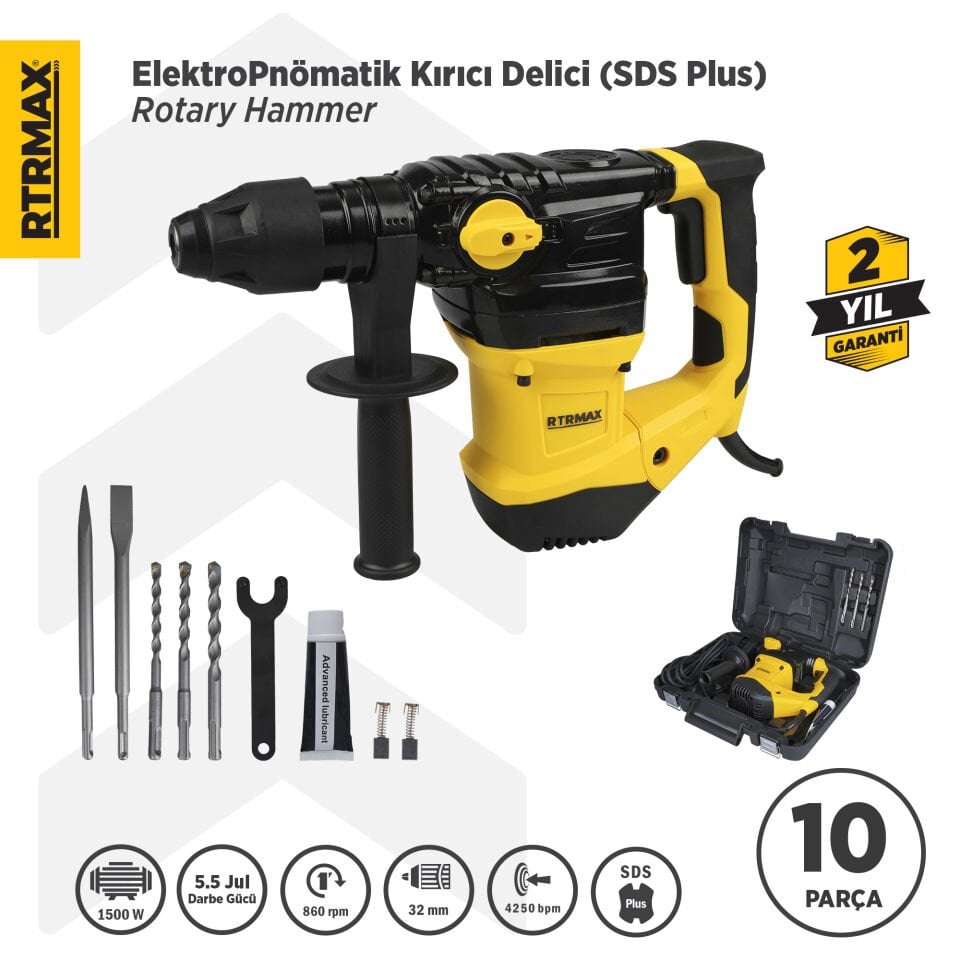 RTM2330 Elektropnömatik Sds Plus Kırıcı ve Delici 1500 W 5.5 Jul 32 mm
