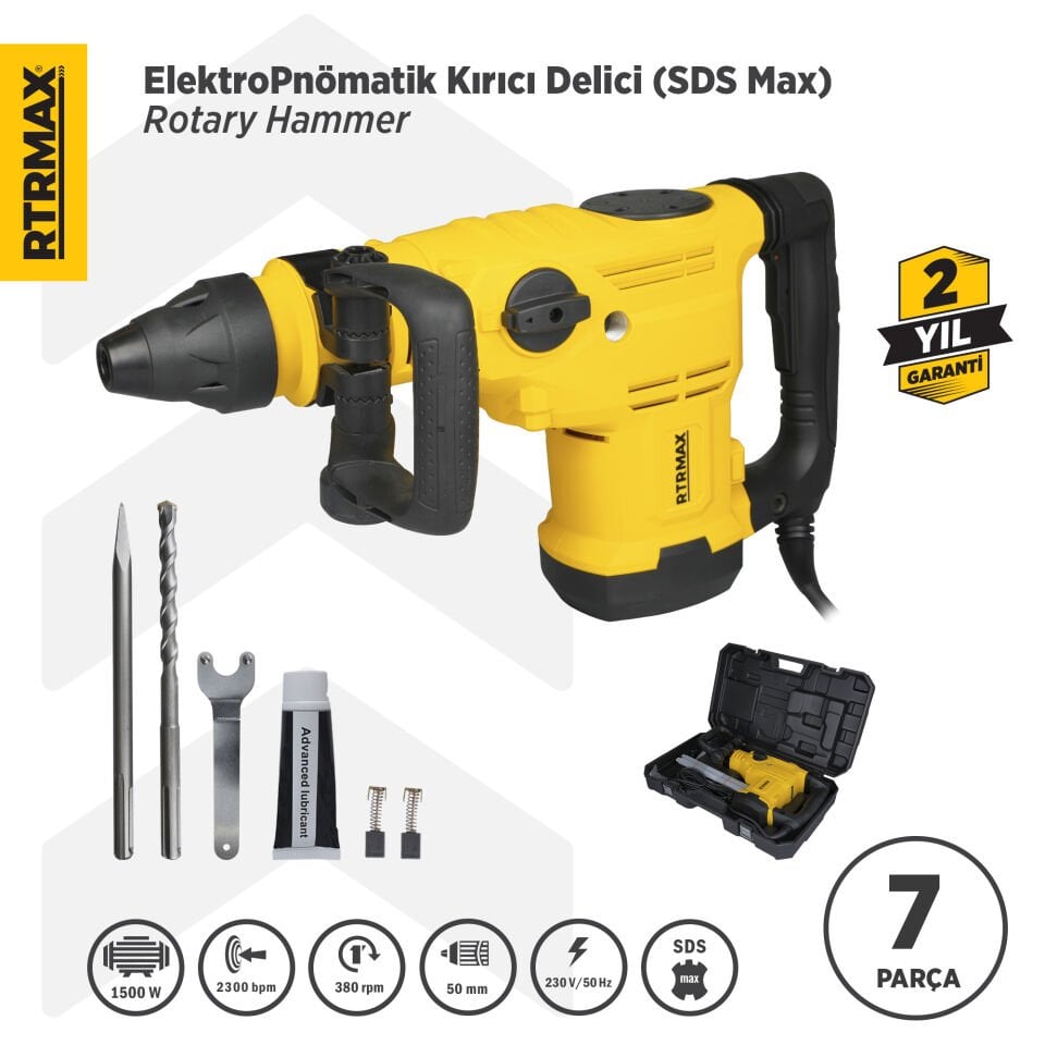 RTM271 Elektropnömatik Sds Max Kırıcı ve Delici 1500 W 25 Jul 50 mm