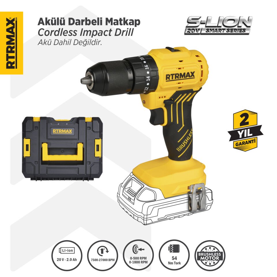 RTS5012B Şarjlı Darbeli Matkap Kömürsüz 54 Nm - Akü Hariç