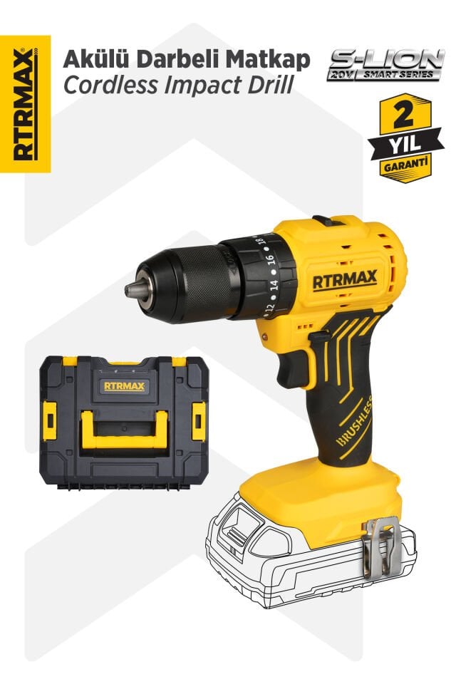 RTRMAX RTS5012B Şarjlı Darbeli Matkap Kömürsüz 54 Nm - Akü Hariç