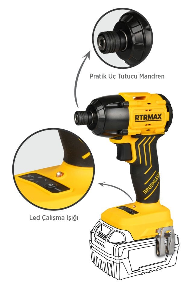 RTRMAX RTS5020B Şarjlı Torklu Vidalama Makinası Kömürsüz 200 Nm - Akü Hariç