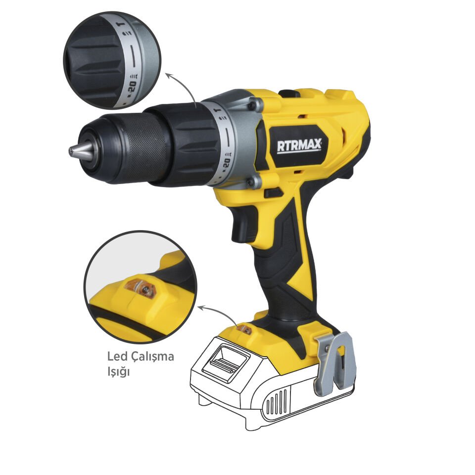 RTX1820B Şarjlı Darbeli Matkap 50 Nm - Akü Hariç