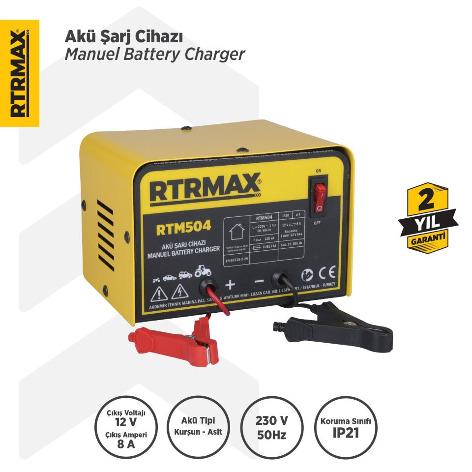 RTM504 Akü Şarj Cihazı/Ünitesi 8 A 12V 20-105 Ah