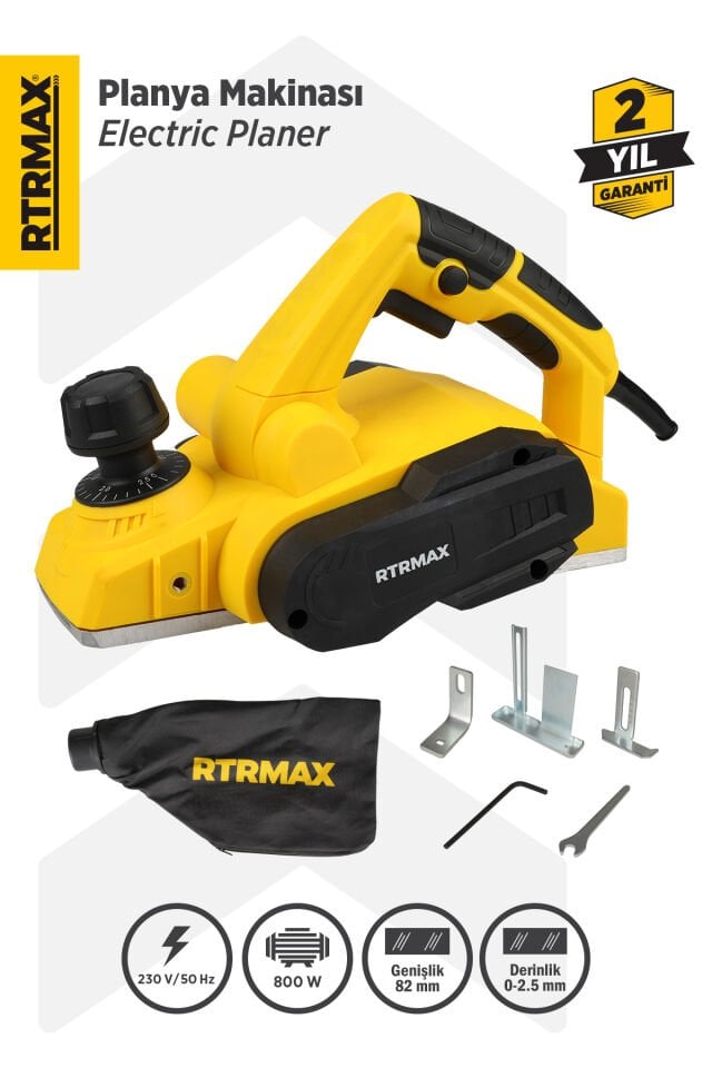 RTRMAX RTM3970 Elektrikli Planya Makinası 800 W 82 mm x 2.5 mm