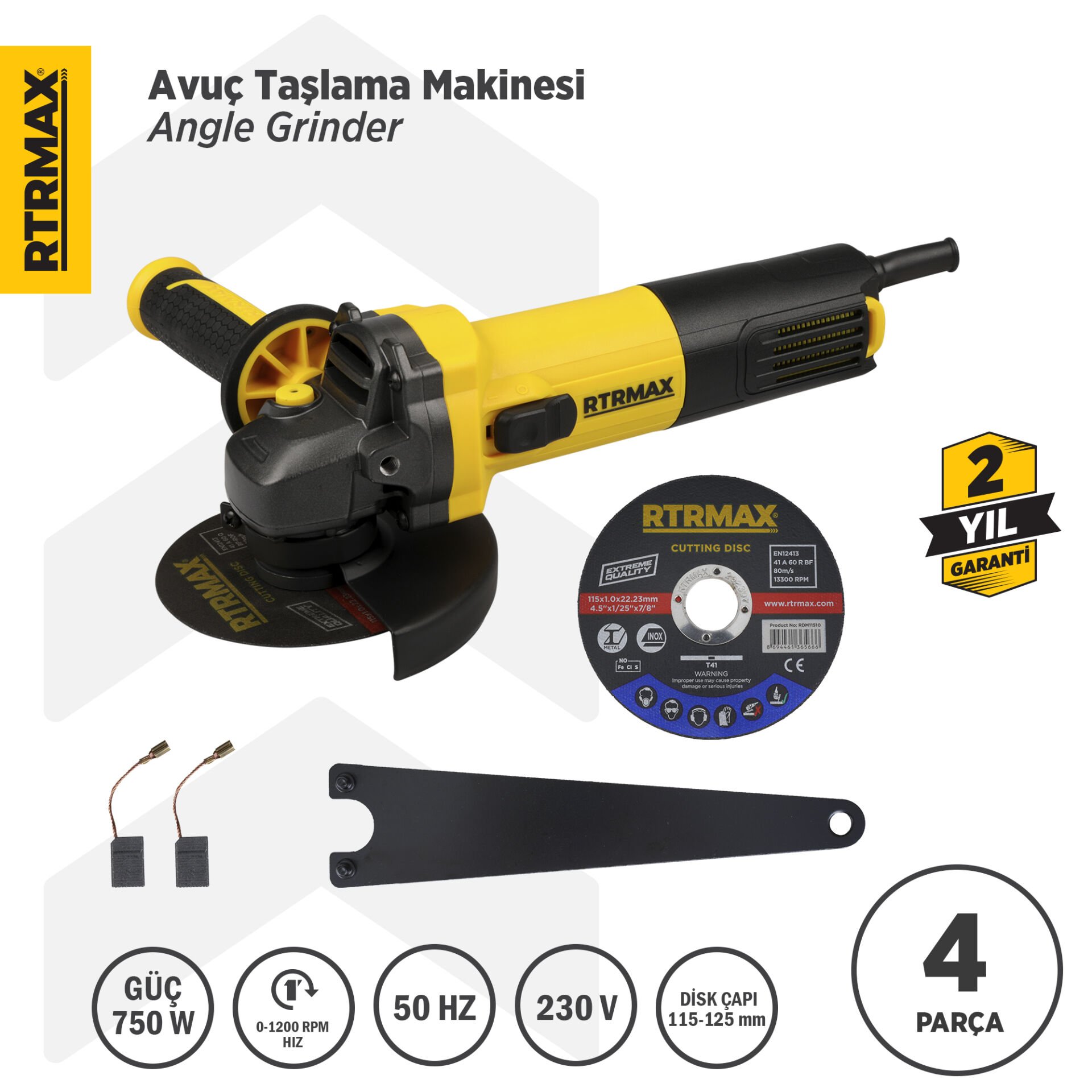 RTM102 Avuç Taşlama Makinası 115 mm 750 W