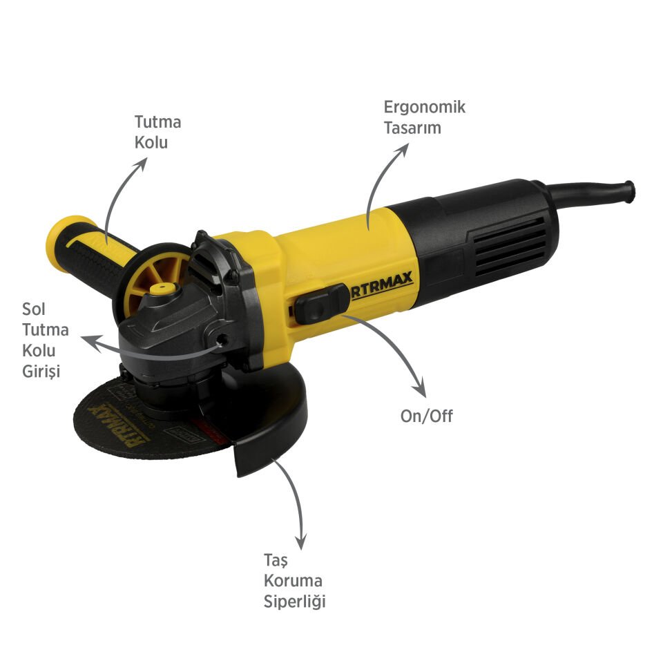 RTM1080 Avuç Taşlama Makinası 115 mm 750 W Devir Ayarlı