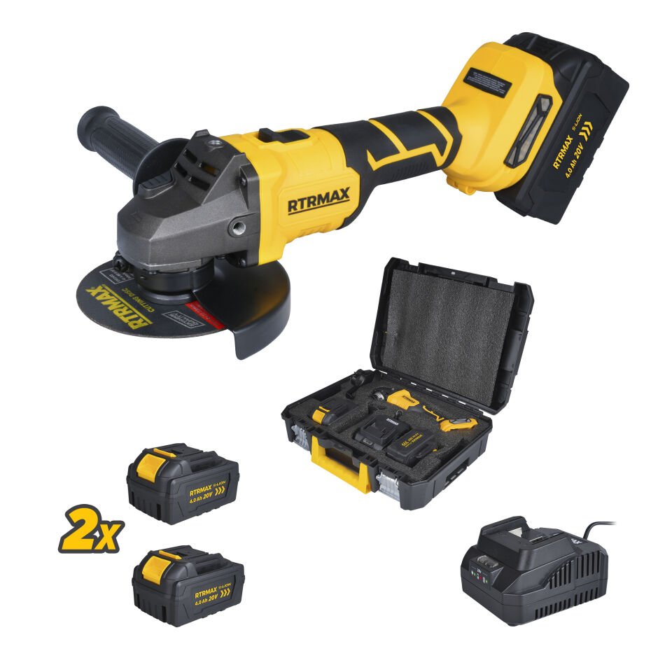 RTS5050 Şarjlı Avuç Taşlama Makinası Kömürsüz 125mm 8.500 Rpm 2x4 Ah 20V Çift Akü S-Lion - Akü Dahil