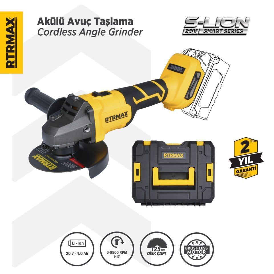 RTS5050B Şarjlı Avuç Taşlama Makinası Kömürsüz 125 mm 8.500 Rpm - Akü Hariç