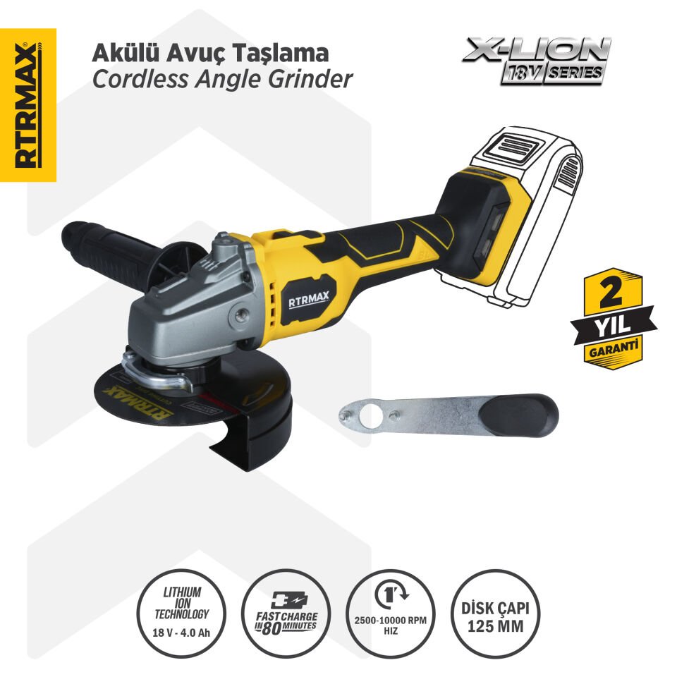 RTX3060B Şarjlı Avuç Taşlama Makinası Kömürsüz 125 mm - Akü Hariç