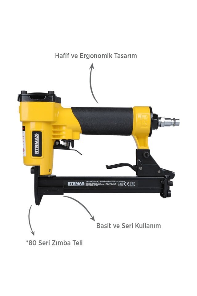 RTRMAX RTM0116 Havalı Zımba Çakma Tabancası 6-16 mm 3.5-5 Bar Çantalı