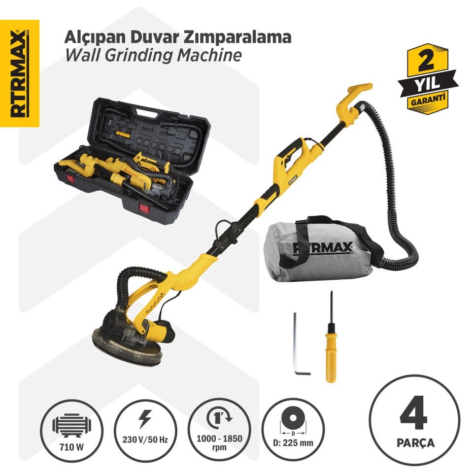 RTM3793 Alçıpan Duvar Zımpara Makinası 710 W 225 mm
