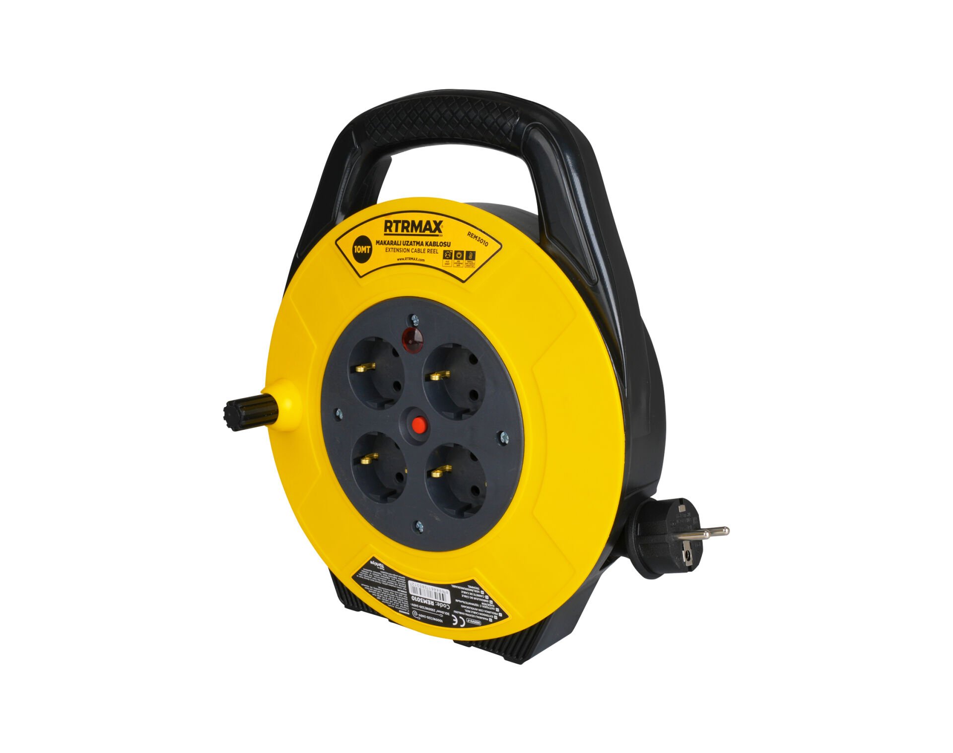 RTRMAX REM3010 Makaralı Uzatma Kablosu El Tipi 3 x 1.0 mm - 10 mt