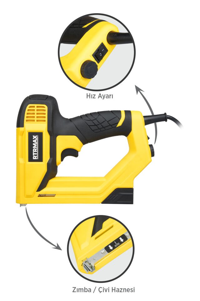 RTRMAX RTM4020 Elektrikli Zımba ve Çivi Çakma Tabancası 8-16 mm