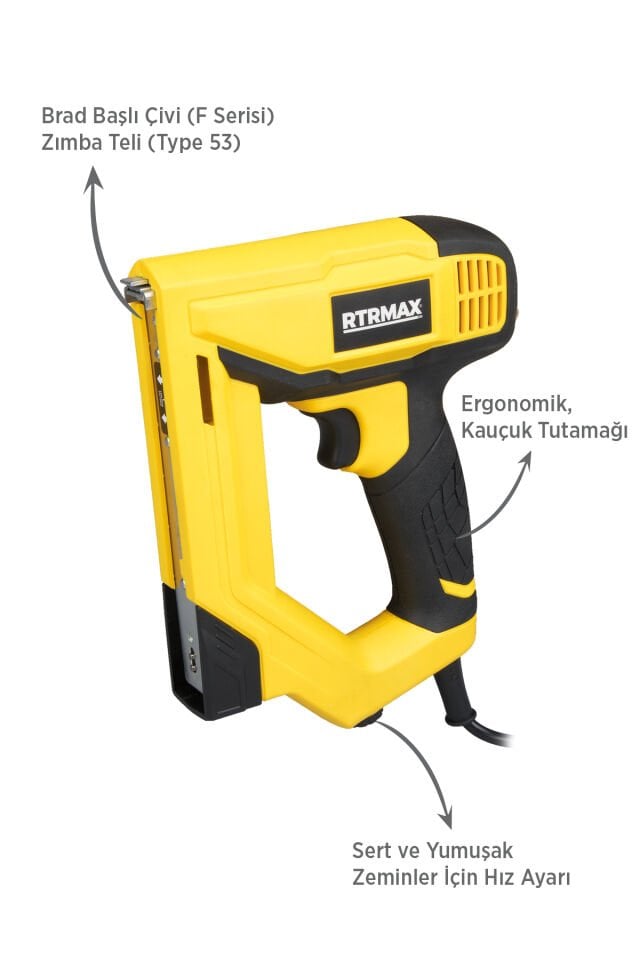 RTRMAX RTM4020 Elektrikli Zımba ve Çivi Çakma Tabancası 8-16 mm
