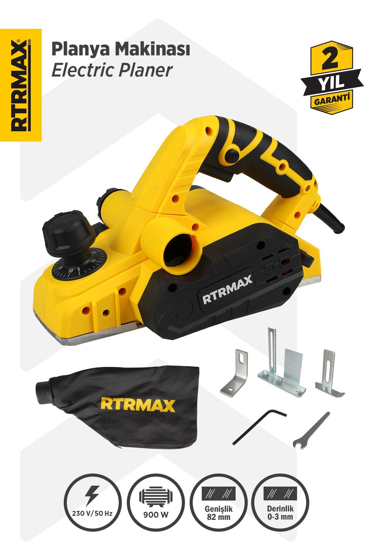 RTRMAX RTM3990 Elektrikli Planya Makinası 900 W 82 mm