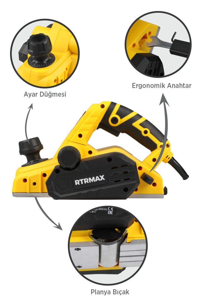 RTRMAX RTM3990 Elektrikli Planya Makinası 900 W 82 mm