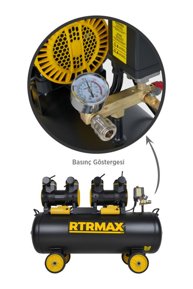 RTRMAX RTM7460 Yüksek Hızlı Yağsız Hava Kompresörü 100 Lt 4.0 Hp 8 Bar