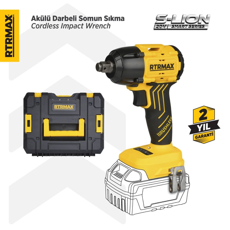 RTRMAX RTS5030B Şarjlı Somun Sıkma Makinası Kömürsüz 1/2'' 350 Nm - Akü Hariç