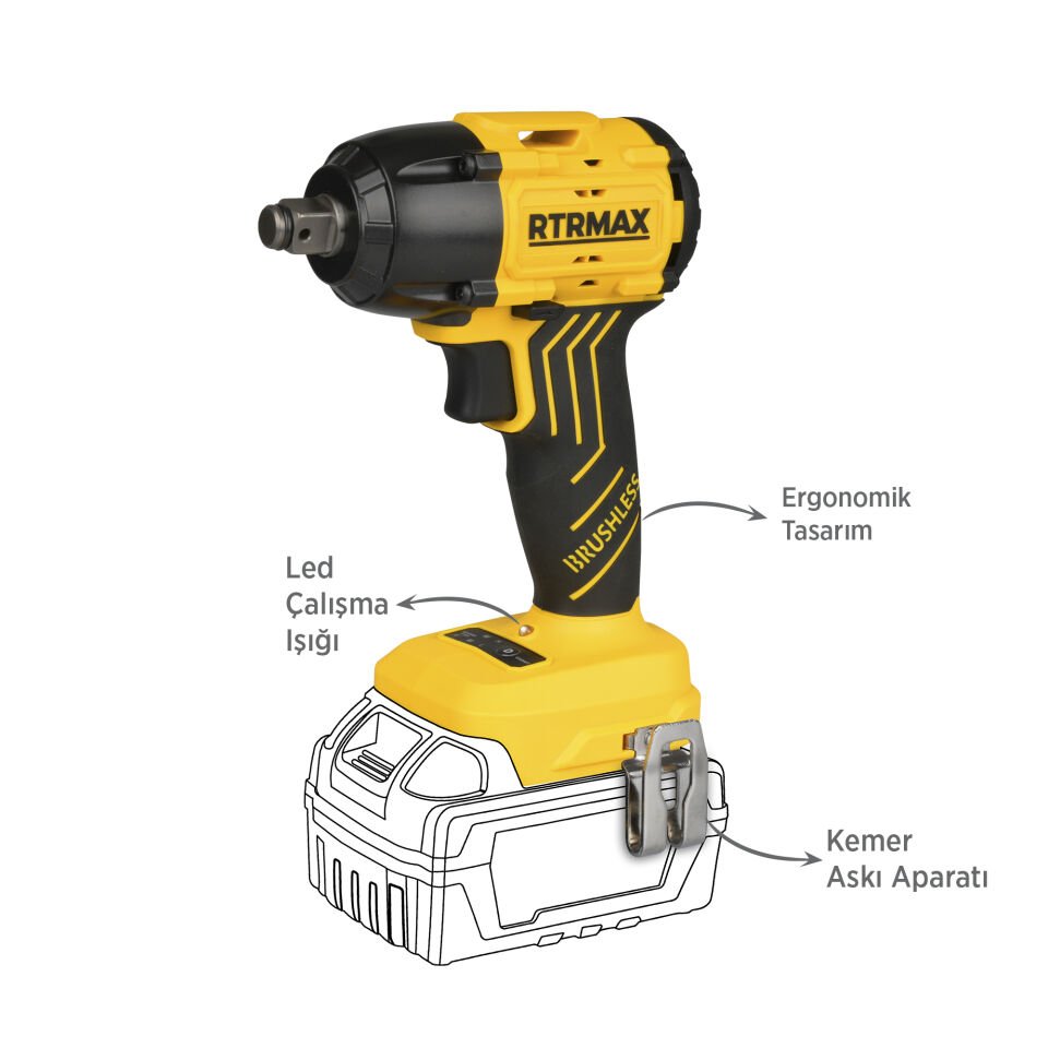 RTS5030B Şarjlı Somun Sıkma Makinası Kömürsüz 1/2'' 350 Nm - Akü Hariç
