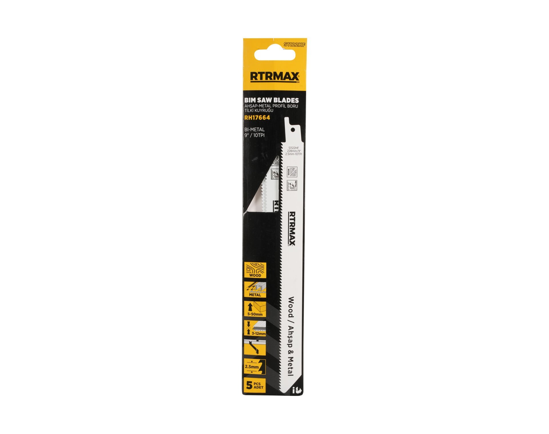 RTRMAX RH17664 Ahşap - Metal Profil Boru Tilki Kuyruğu - S1122HF Model 225 mm - 5 Adet