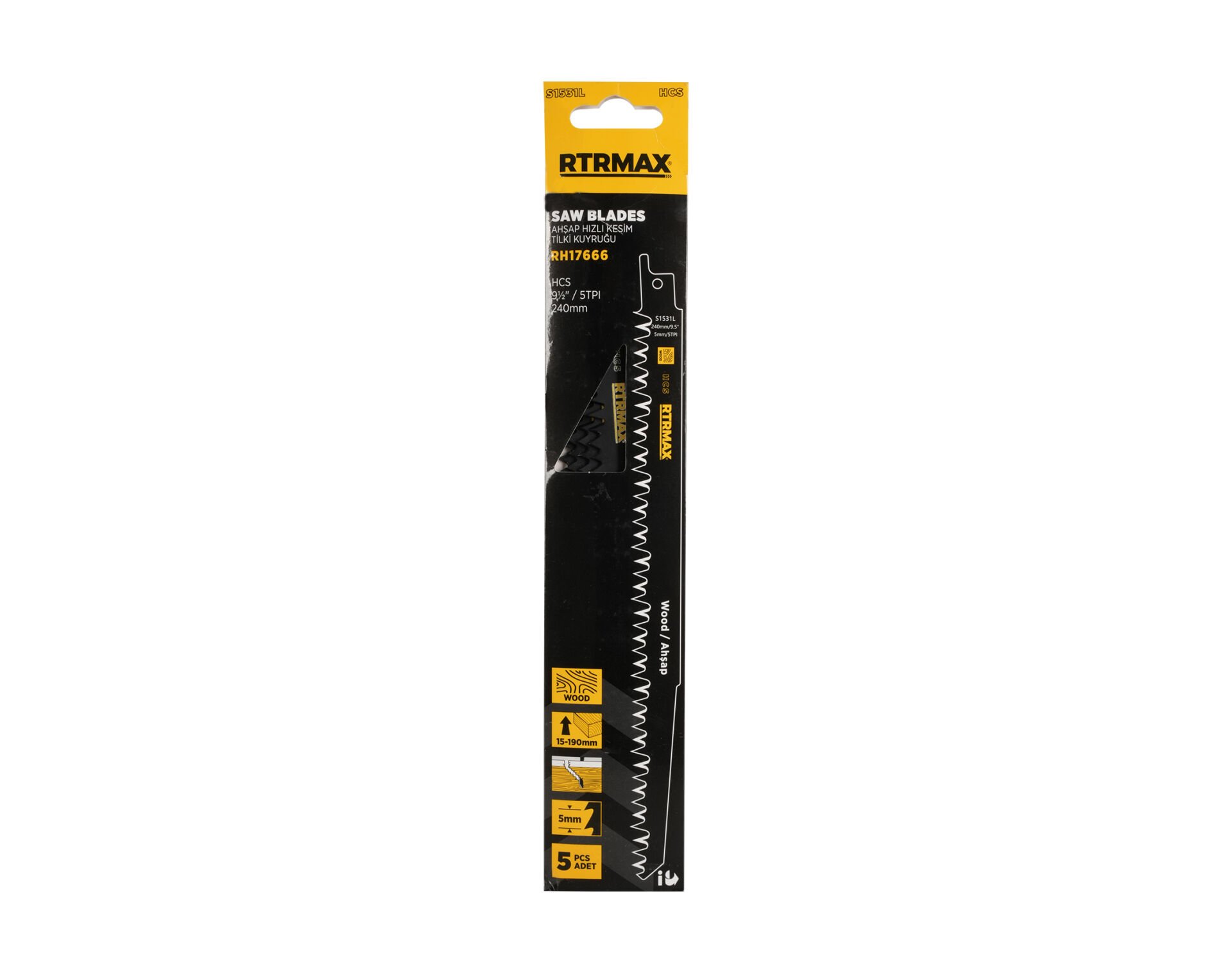 RTRMAX RH17666 Ahşap Hızlı Kesim Tilki Kuyruğu - S1531L Model 240 mm - 5 Adet