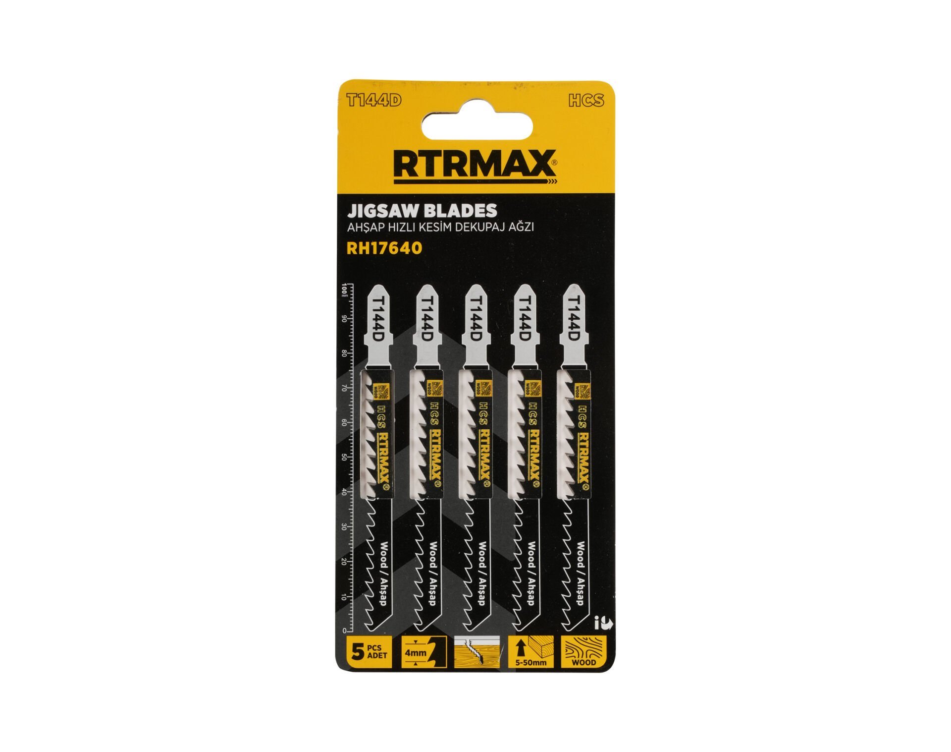 RTRMAX RH17640 Ahşap Hızlı Kesim Dekupaj Ağzı - T144D Model 100 mm - 5 Adet