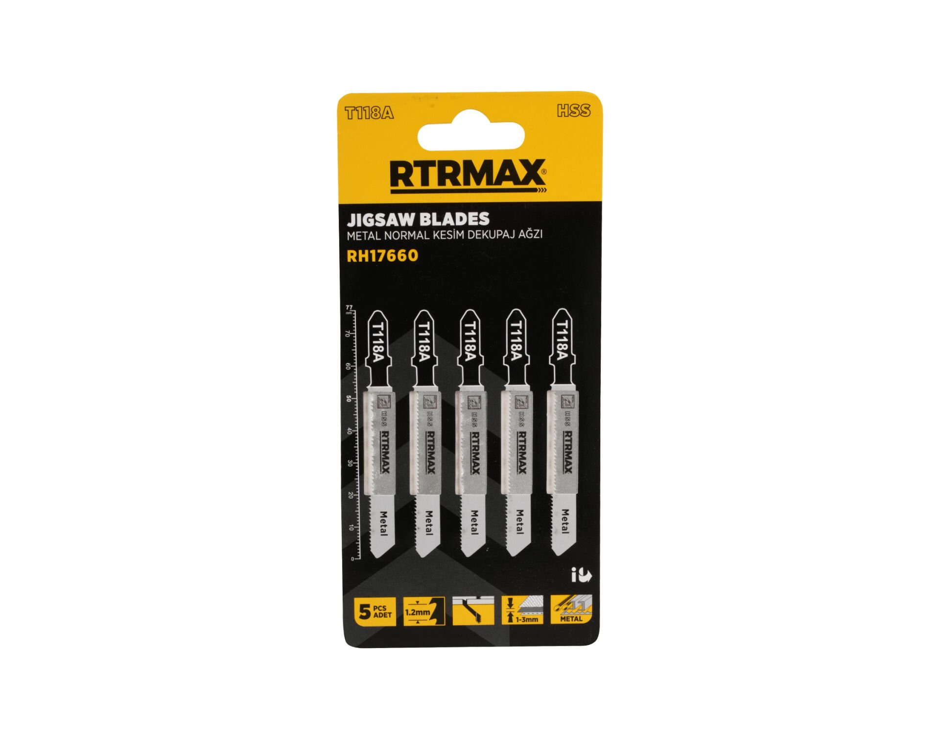 RH17660 Metal Normal Kesim Dekupaj Ağzı - T118A Model 76 mm - 5 Adet