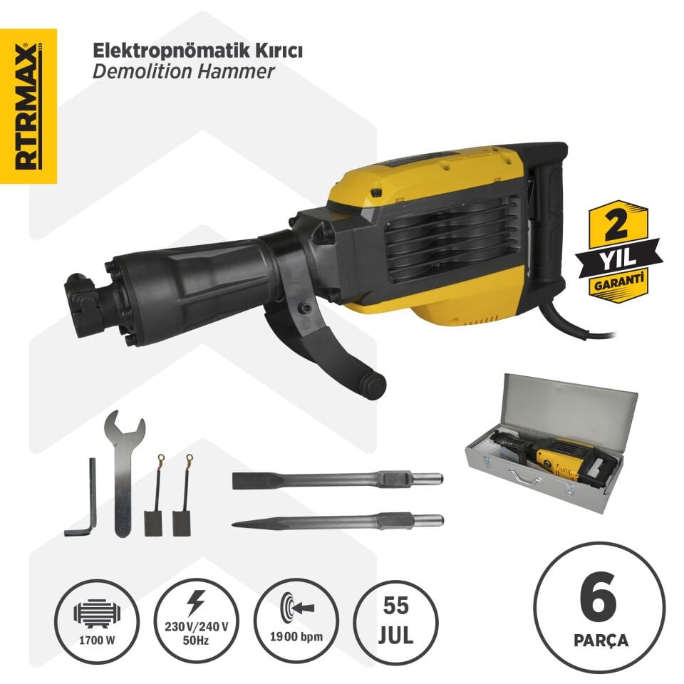 RTM2765 Elektropnömatik Sds Hex Kırıcı 1700 W 55 Jul