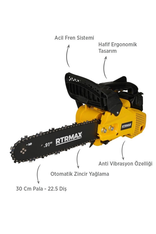 RTRMAX RTM953 Benzinli Ağaç Kesme Motoru 1.2 Hp 25.4 Cc 30 cm Pala