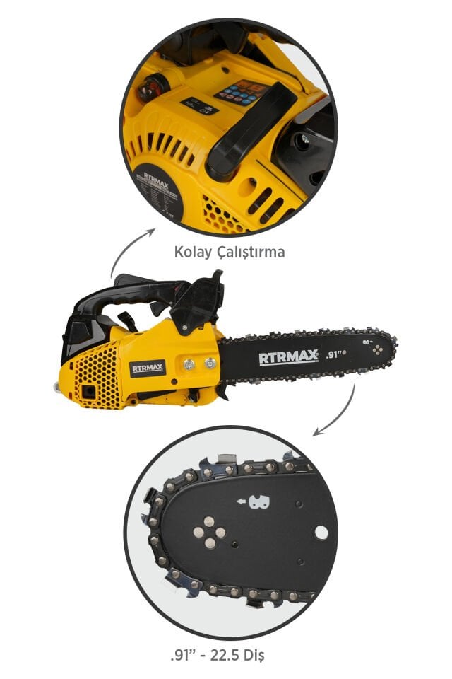 RTRMAX RTM953 Benzinli Ağaç Kesme Motoru 1.2 Hp 25.4 Cc 30 cm Pala
