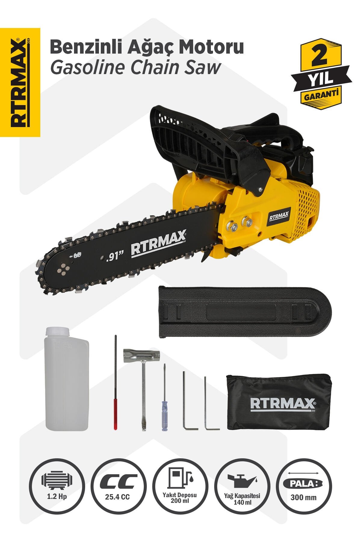 RTRMAX RTM953 Benzinli Ağaç Kesme Motoru 1.2 Hp 25.4 Cc 30 cm Pala