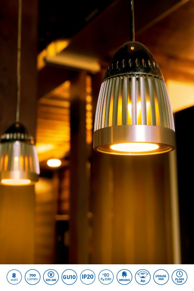 RTL11123 Rother GU10 LED Spot Ampul 8W 700 Lümen 3000K Sarı Işık - Enerji Tasarruflu Ampul