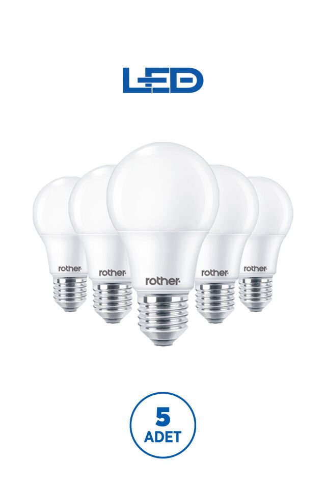 RTL01105-5 Rother A60 LED Ampul 15W E27 1520 Lümen 6500K Beyaz Işık Enerji Tasarruflu Ampul 5 Adet