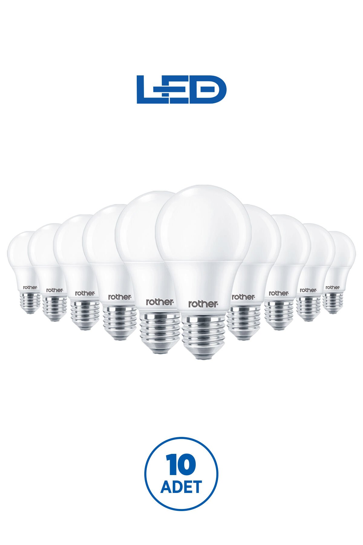 RTL01115-10 Rother A60 LED Ampul 15W E27 1520 Lümen 4500K Gün Işığı Enerji Tasarruflu Ampul 10 Adet