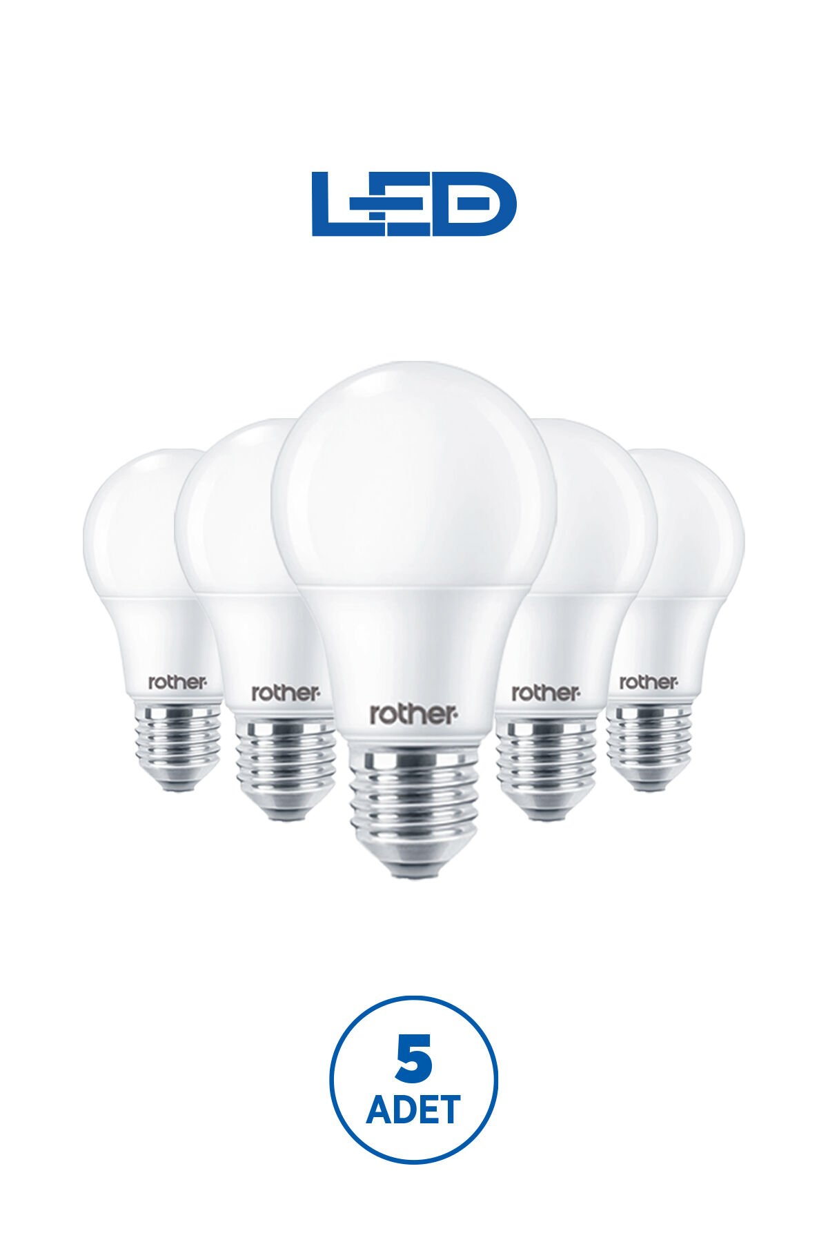 RTL01115-5 Rother A60 LED Ampul 15W E27 1520 Lümen 4500K Gün Işığı Enerji Tasarruflu Ampul 5 Adet