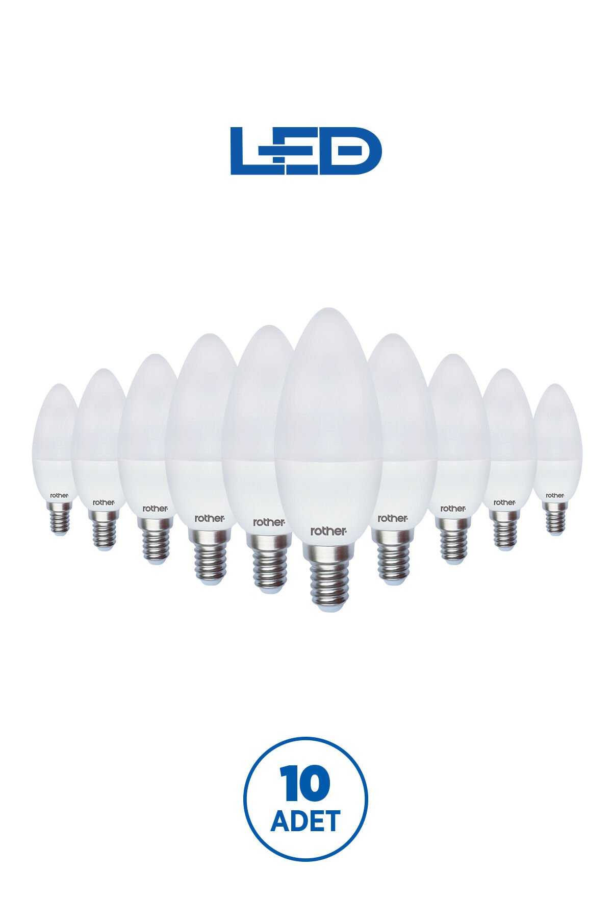 RTL02101-10 Rother LED Mum Avize Ampul 6W E14 470 Lümen 6500K Beyaz Işık Enerji Tasarruflu Ampul 10 Adet
