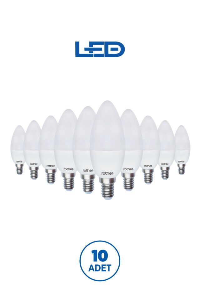 RTL02111-10 Rother LED Mum Avize Ampul 6W E14 470 Lümen 4500K Gün Işığı Enerji Tasarruflu Ampul 10 Adet