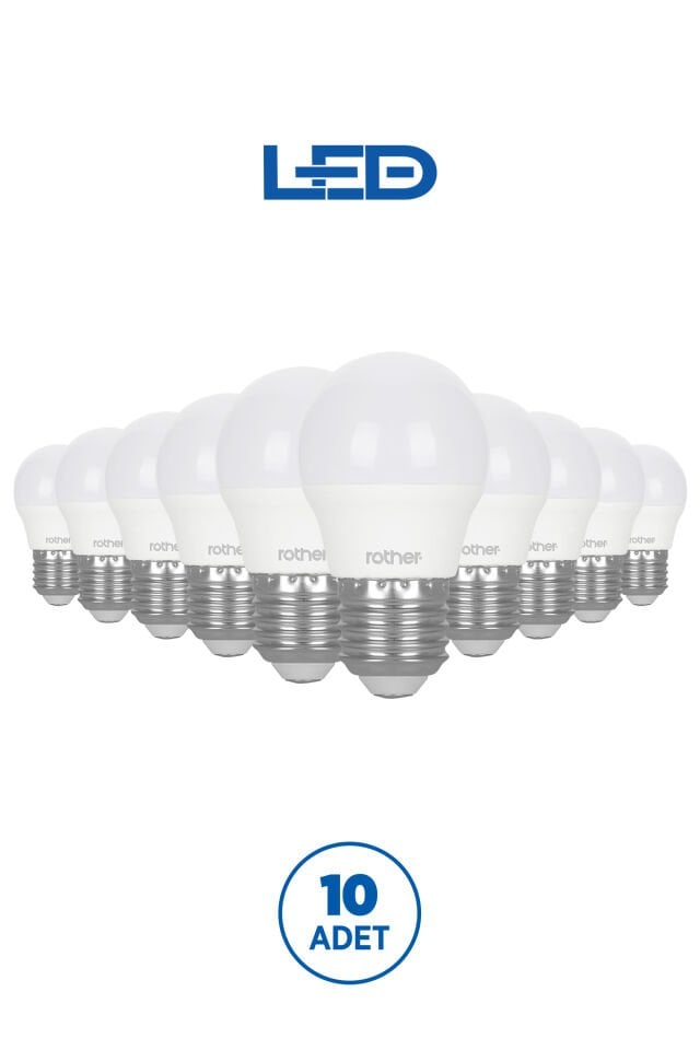 RTL09101-10 Rother G45 LED Ampul 6W E27 470 Lümen 6000K Beyaz Işık Enerji Tasarruflu Ampul 10 Adet