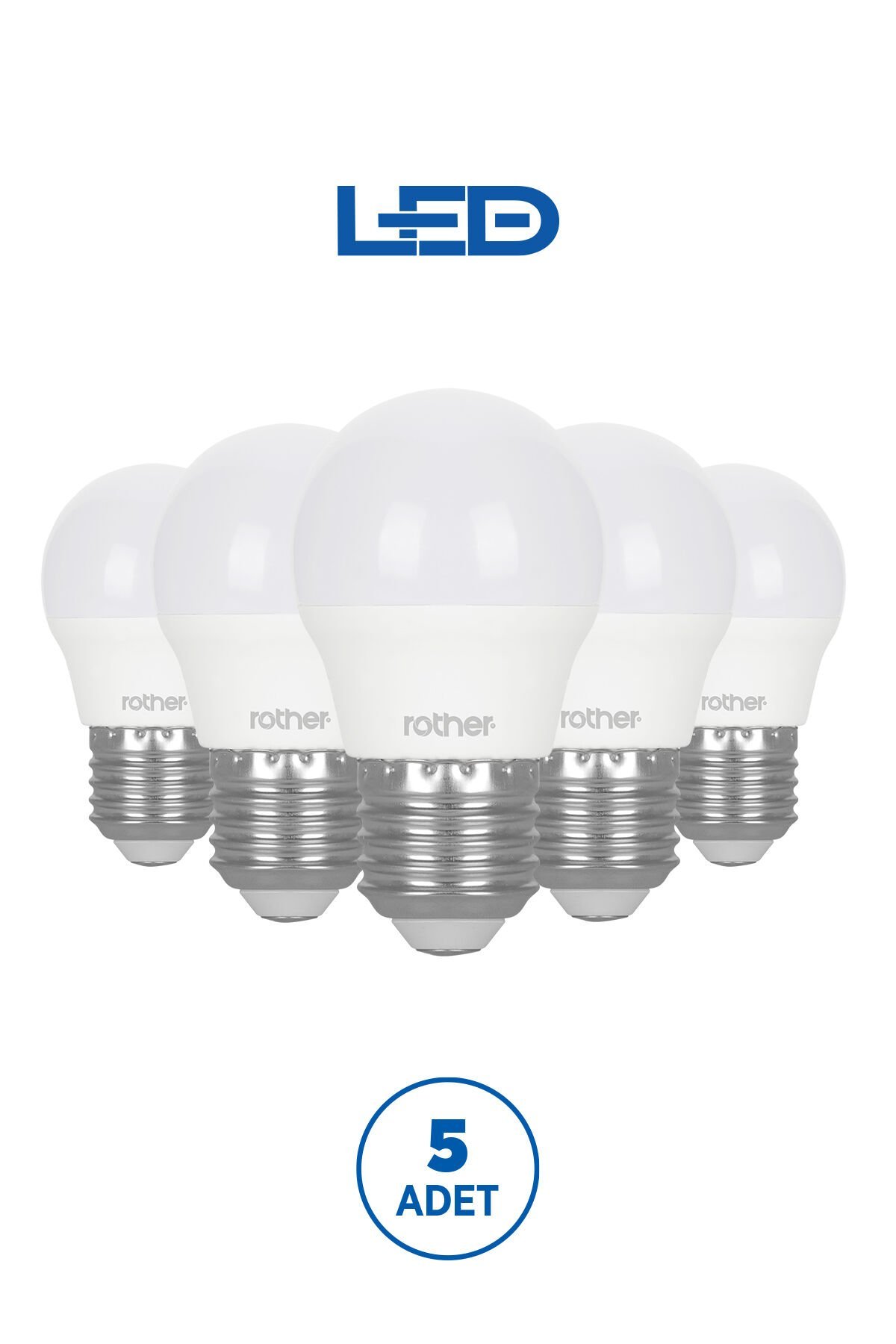 RTL09111-5 Rother G45 LED Ampul 6W E27 470 Lümen 4500K Gün Işığı Enerji Tasarruflu Ampul 5 Adet