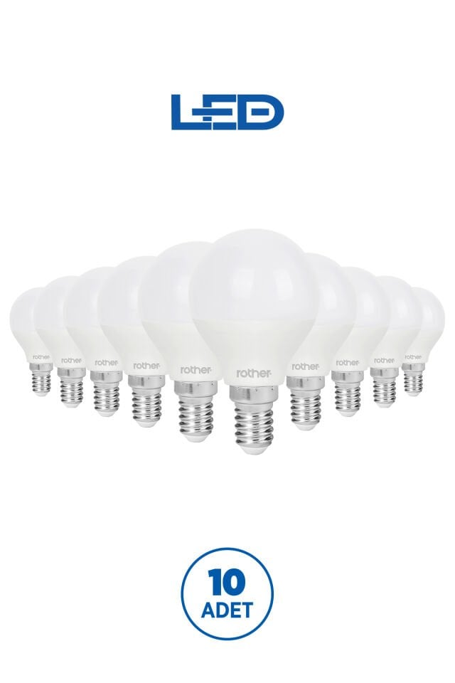 RTL09221-10 Rother G45 LED Ampul 6W E14 470 Lümen 3000K Sarı Işık Enerji Tasarruflu Ampul 10 Adet