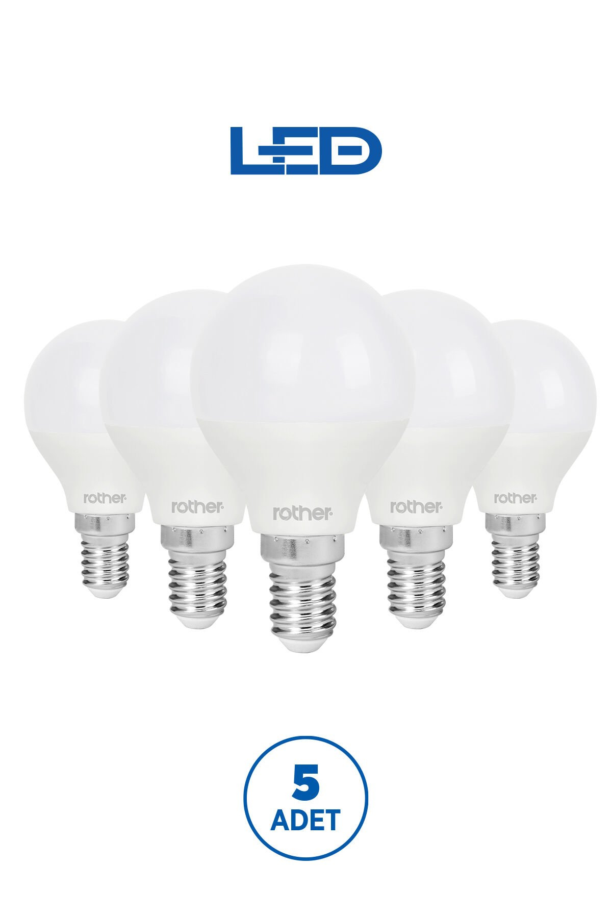 RTL09221-5 Rother G45 LED Ampul 6W E14 470 Lümen 3000K Sarı Işık Enerji Tasarruflu Ampul 5 Adet