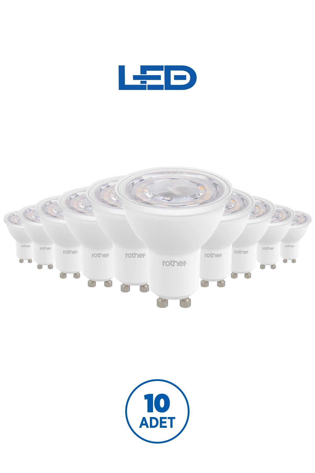 RTL11111-10 Rother GU10 LED Spot Ampul 6W 540 Lümen 4500K Gün Işığı Enerji Tasarruflu Ampul 10 Adet